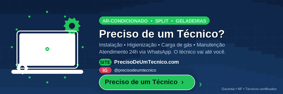 Banner Preciso de um Técnico — ar-condicionado, split e geladeiras
