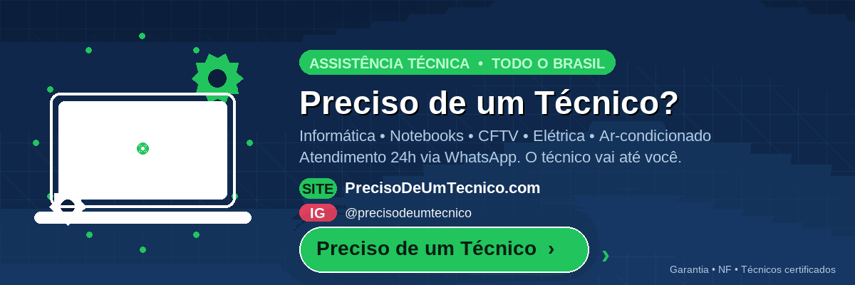 Banner Preciso de um Técnico — assistência técnica 24h via WhatsApp